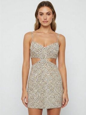 Promesa Gold & Silver Cutout Mini Dress